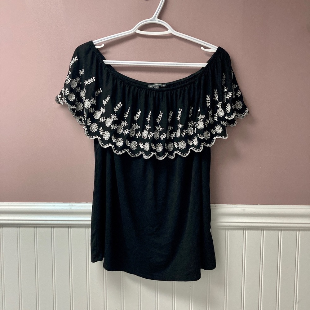 Adrianna Papell black off the shoulder top